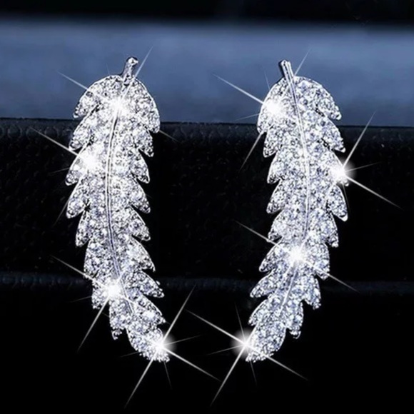 NEW STERLING SILVER LEAF EARRINGS - Picture 3 of 4